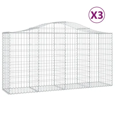 Produktbild von Gabionen mit Hochbogen 3 Stk. 200x50x100/120cm Verzinktes Eisen