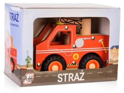 Produktbild von Wóz strażacki drewniany z gumowymi oponami dla dzieci