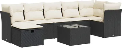Produktbild von vidaXL 8-tlg. Garten-Sofagarnitur mit Kissen Schwarz Poly Rattan