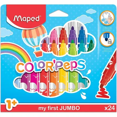 Produktbild von Maped Colour'Peps, 12 Farben, Gemischte Farben, Pinselspitze, 5,9 mm, Gemischte Farben, Rund