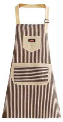 Produktbild von Damen-Küchenschürze mit Taschen, wasserdicht, verstellbarer Riemen, gestreift, ölabweisend, ideal zum Kochen, Backen und für Restaurants.