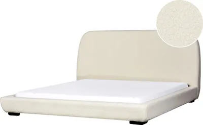 Produktbild von BELIANI Wasserbett Hellbeige Bouclé-Stoffbezug mit Matratze 180 x 200 cm Zubehör Hohes Kopfteil Metallbeine Schlichtes Schlafzimmer Doppelbett Ehebett