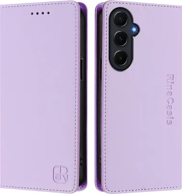 Produktbild von Lederhülle für Samsung Galaxy A55 Hülle Flip Brieftasche Kartenfächern Ständer Schutzhülle Violett