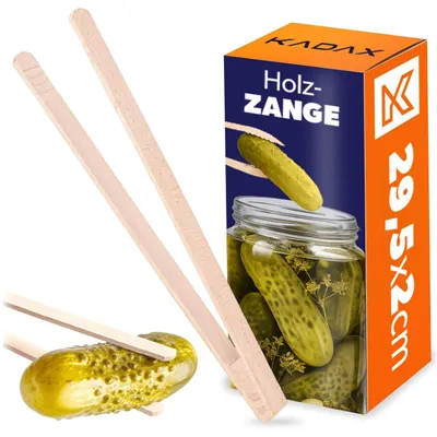 Produktbild von KADAX Gurkenzange 29,5 cm, Grillzange aus Holz, Küchenzange für Grill, Kochen, Braten und Servieren von Speisen, Holzzange für Gurken, Holzgrillzange, Kochzange