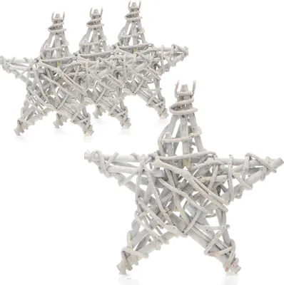 Produktbild von com-four® 4x Rebenkranz mit Sternen - Deko-Tischkranz aus Zweigen - 30 x 6 cm