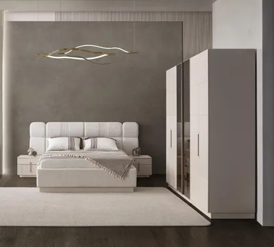 Produktbild von Elegantes Schlafzimmer Set mit Kleiderschrank und Nachtkommoden Hochwertig