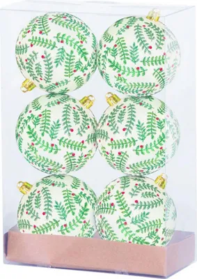 Immagine prodotto di Palline MagicHome Natale, 6 pz, bianche con ornamento scintillante, con glitter, opache, con decorazione, per l'albero di Natale, 8 cm