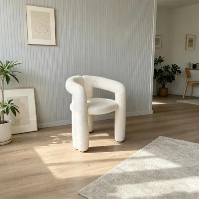 Produktbild von Moderner Loungesessel mit Armlehnen Stoff Weiß 【TD-0006】
