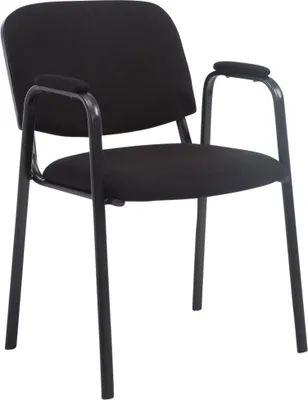 Produktbild von TPFLiving Besucherstuhl Konferenzstuhl Keen PRO Stoffbezug mit Armlehne - Gestell Schwarz / Bezug Schwarz