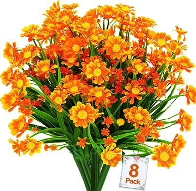 Produktbild von Künstliche Blumen Unechte Blumen Deko Innen Draussen Pflanzen,(orange)