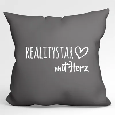 Produktbild von Huuraa Kissen Ralitystar mit Herz 40x40cm mit Füllung Steel Grey Baumwolle Dekokissen Geschenkidee