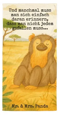 Produktbild von Mr. & Mrs. Panda Handtuch Affe Design - Weiß - Geschenk, Afrika, Strandlaken, Affen, Großes, Respekt, Badehandtuch, Strandtuch, Liebe, Motivation, Selbstliebe