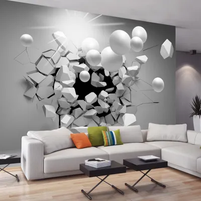 Produktbild von Fototapete selbstklebend 3d Effekt 392x280 cm Tapete Wandtapete Wandbilder Klebefolie Dekofolie Tapetenfolie Wand Dekoration Wohnzimmer - Kugeln a-C-0002-a-d