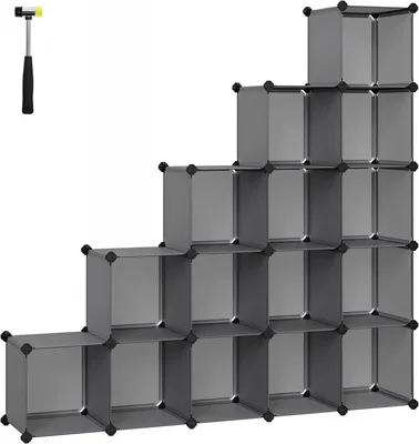 Produktbild von Songmics Organizer 15 Boxen, Kunststoff, Metall, grau, 123 x 31 x 123 cm