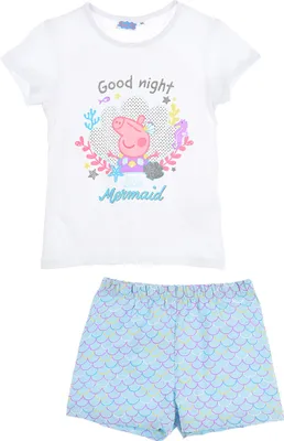 Produktbild von Peppa Pig Mädchen Pyjama Shirt und Short Kinder Sommer Schlafanzug kurzarm Oberteil kurze Hose, Größe Kids:116