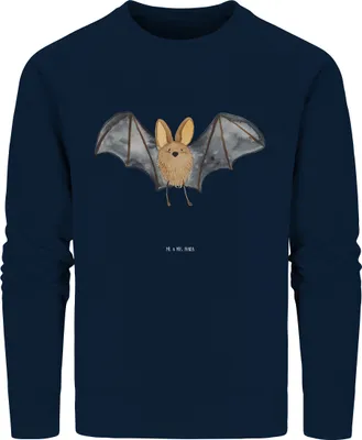 Produktbild von Mr. & Mrs. Panda Baumwoll Pullover Fledermaus Flügel Größe XL - French Navy - Geschenk, Sweatshirt, Nachhaltiger, Lustige Sprüche, Pulli, Sweater