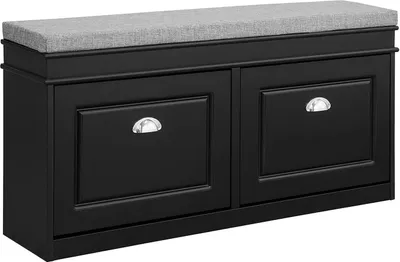 Image de SoBuy Armoire à chaussures Rangement à chaussures Commode de siège Banc avec coussin d'assise 2 abattants - Noir