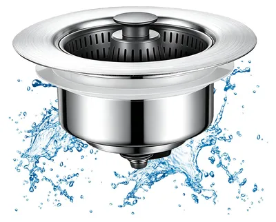 Abflusssieb 3-in-1, Edelstahl, für Beckenloch 75-82 mm