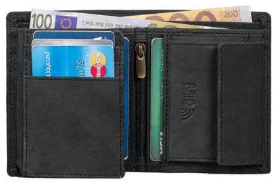 Produktbild von Benthill Kleine Herren Geldbörse Echt Leder - Männer Geldbeutel Mini mit RFID-Schutz - Slim Portemonnaie für Männer - Echtem Leder