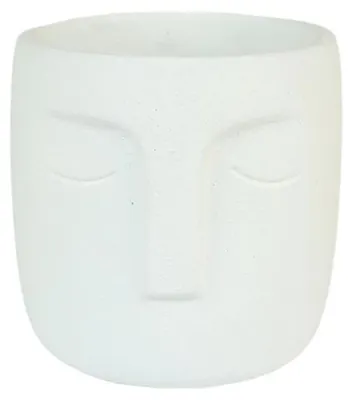 Immagine prodotto di HBx Natural Living Vaso da fiori Dongo con faccina, H 14,8 cm, bianco