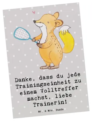 Produktbild von Mr. & Mrs. Panda Postkarte Squash Trainerin Danke - Grau Pastell - Geschenk, Postkarten, Sportsgeist, Squashabenteuer, Unterstützung, Danksagung, Sportart, Ansichtskarte