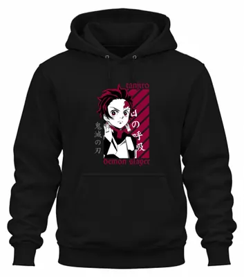Obrázok produktu pre Tanjiro Demon Slayer Kimetsu no Yaiba Anime Gift Cosplay Uni mikina s kapucňou, čierna, M