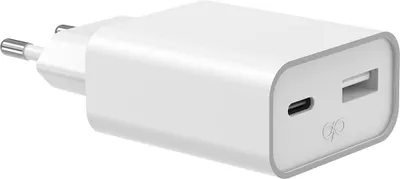 Immagine prodotto di Caricabatterie da 45W USB-A e USB-C con tecnologia Power Delivery (PD) e realizzata con materiali riciclati, colore bianco