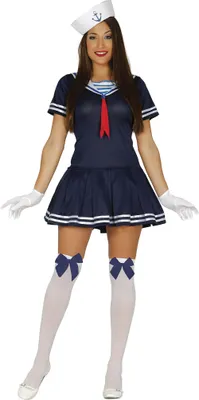 Produktbild von Matrosin Kostüm 36-38 S Blau Weiß Kleid Hut Halloween Karneval Party Damen