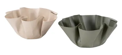 Produktbild von 2er Set Metallschale B22cm Beige Grün Dekoschale Schüssel Boho Deko Tischdeko Servierschale Aufbewahrung Bohostil