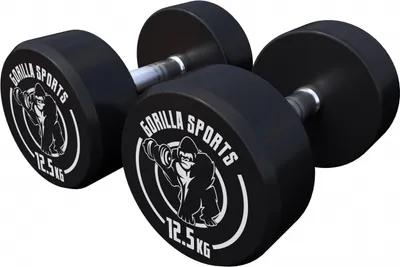 Produktbild von GORILLA SPORTS® Kurzhanteln - 2er Set, 25 kg (2x12,5 kg), Gummi, Gusseisen Kern, rutschfeste, gerändelte Griffe, Schwarz - Rundhanteln,  Gewichte, Hantelset, Kurzhantelset, Dumbbells