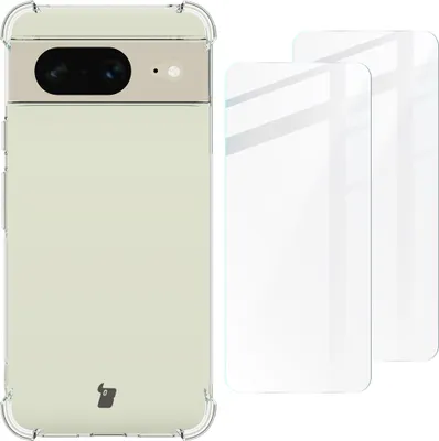Produktbild von Bizon Case Clear Pack Case + 2x Glas für Google Pixel 8, Transparent