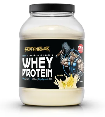 Obrázek produktu pro Proteinathor WPC80 Syrovátkový Protein CFM | 80 % Bílkovin + Digezyme | Banán | 1000 g