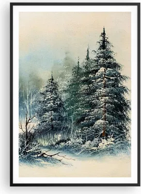 Produktbild von Gerahmtes Poster - Schwarzer Rahmen - Schnee Fichten Wald - 70x100 cm - Wand Bild - Wanddeko - Wandbilder - Kunstposter - Wandposter - Bilderrahmen - Bilder - Kunstdruck - P2BPA70x100-4641