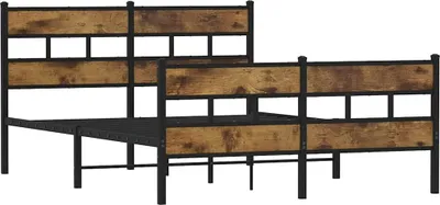 Obrázek produktu pro vidaXL Kovová postel bez matrace, kouřový dub 135x190 cm