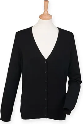 Produktbild von Henbury H726 | Damen Lightweight V-Neck Short Cardigan - Farbe: Black - Größe: 4XL