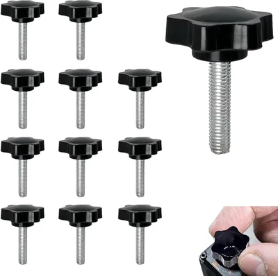 Produktbild von 12 Stück Sterngriffschraube, Schrauben mit Griff M8x30mm, Rändelschraube, Sternkopfschraube, Sterngriffmutter, Klemmknopf für Werkzeugmaschine, Maschine, Schwarz