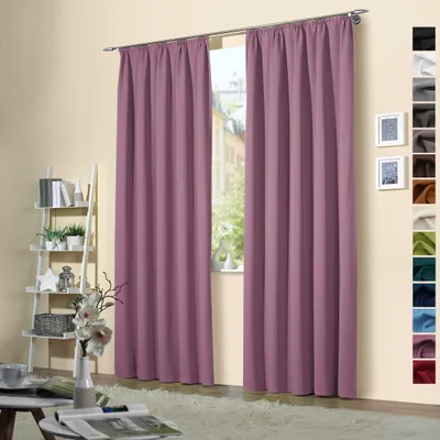 Produktbild von heimtexland ® 2 Stück Thermo Verdunkelungsvorhänge Sonnenschutz Kälteisolierung Verdunkelungsgardinen Kräuselband Vorhang Typ139 Mauve HxB 245 x 135 cm