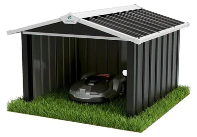 Robotmäher-Garage aus Metall, XL, Schwarz