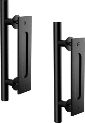 Immagine prodotto di Maniglia per porte scorrevoli da 30 cm, nera, in due pezzi, universale