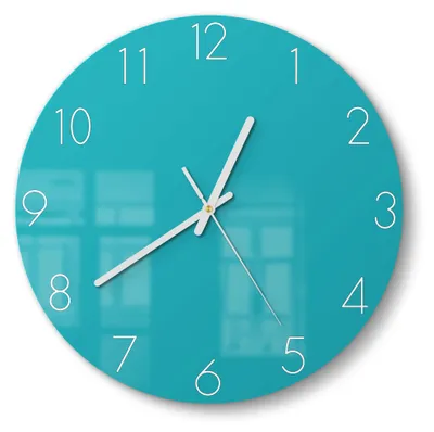 Produktbild von DEQORI Glasuhr Ø30 cm Zahlen 'Türkis' Wanduhr Glas Uhr Design leise Küchenuhr