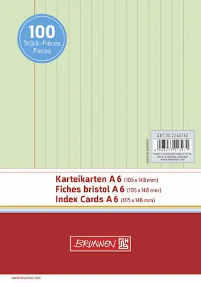 Produktbild von Brunnen Karteikarte DIN A6 quer liniert grün 100 St./Pack.