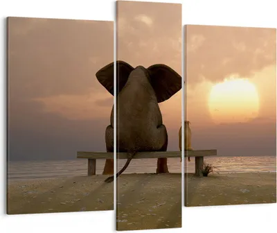 Produktbild von Bild auf Leinwand - Leinwandbild - Elefant Ufer Meer - 95x80cm - Wand Bild - Wanddeko - Wandbilder - Leinwanddruck - Bilder - Kunstdruck - Wanddekoration - Leinwand bilder - Wandkunst - CB95x80-3555