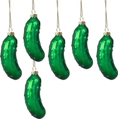 Produktbild von 4pcs Glas Gurken Weihnachtsbaumschmuck Weihnachtsdeko Grüne Weihnachtsgurke