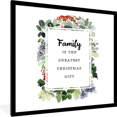 Produktbild von MuchoWow® Gerahmtes Poster Weihnachten - Zitat - Familie 40x40 cm - Poster mit Schwarzem Bilderrahmen Wandposter Rahmen Foto Bilder - Mit Rahmen - Wanddekoration Schlafzimmer
