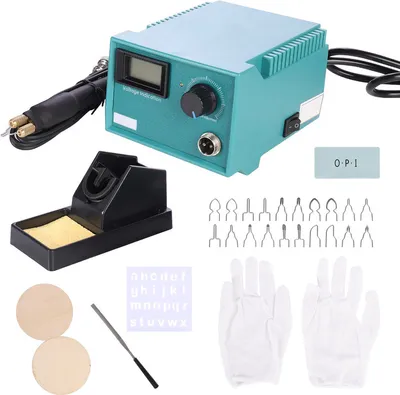 Image de kit professionnel de combustion du bois 50W Brûleur Outil de pyrographie avec 20 pointes de fil, stylo unique Affichage numérique
