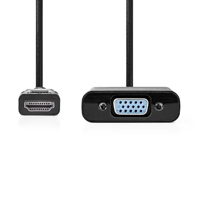 Image de Adaptateur VGA | HDMI™ Connecteur | VGA femelle 15p / 3,5 mm femelle | nickelé | droit | PVC | noir | étui