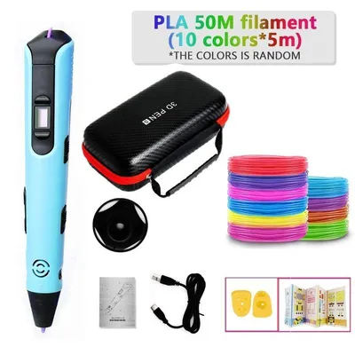 Produktbild von ZELURXX 3D Druckstift für Kinder, DIY Malen, 3D Pen, Geschenk, Kreativspielzeug, Zeichnen, Kunststoff, mit PLA Filament, für Party, Geburtstag, Weihnachten, Blau