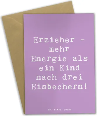 Produktbild von Mr. & Mrs. Panda Grußkarte Spruch Erzieher Energie - Lavendeltraum - Geschenk, Grußkarten, Berufsliebe, Lernen, Spielen, weihnachtskarten, personalisierte Geschenke