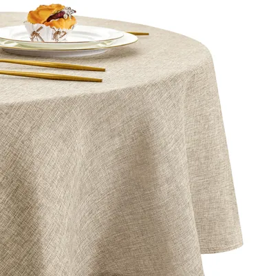 Runde Tischdecke, Linienoptik, beige, 180 cm, wasserabweisend
