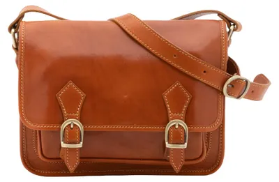 Image de Sac bandoulière pour femmes en cuir véritable Vacchetta, avec poches zippées, fabriqué en Italie